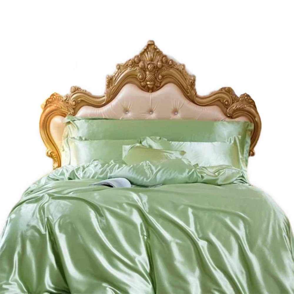 Anyhouz Beddings Sage Green 140X210cm 2 Pcs High End Satin Smooth Duvet Cover Set Luxury Polyester Silky Soft Cozy Bedding Set-Duvet Covers-PEROZ Accessories
