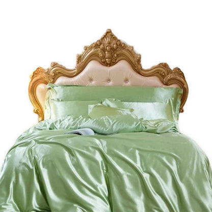 Anyhouz Beddings Sage Green 140X210cm 2 Pcs High End Satin Smooth Duvet Cover Set Luxury Polyester Silky Soft Cozy Bedding Set-Duvet Covers-PEROZ Accessories