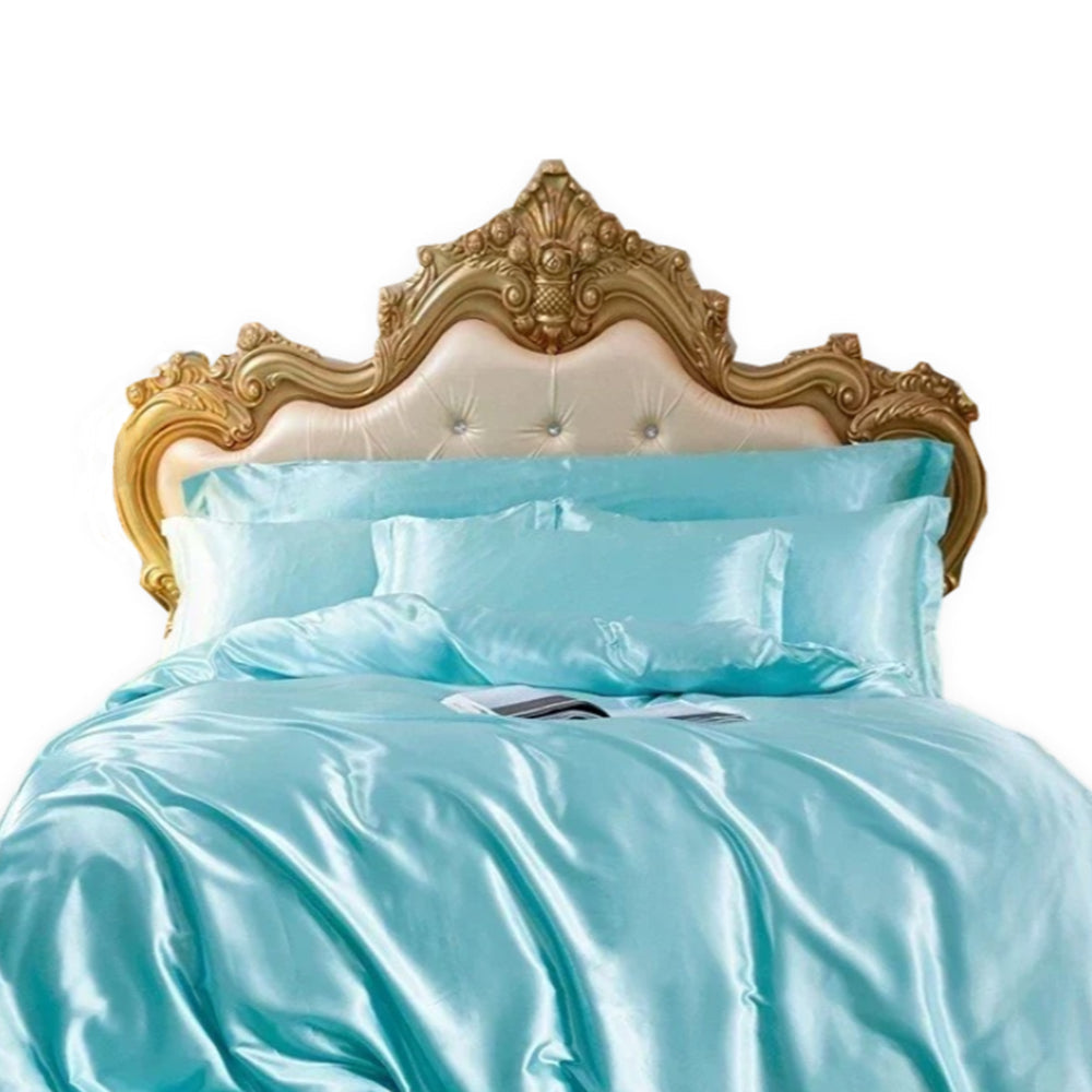 Anyhouz Beddings Sky Blue 140X210cm 2 Pcs High End Satin Smooth Duvet Cover Set Luxury Polyester Silky Soft Cozy Bedding Set-Duvet Covers-PEROZ Accessories