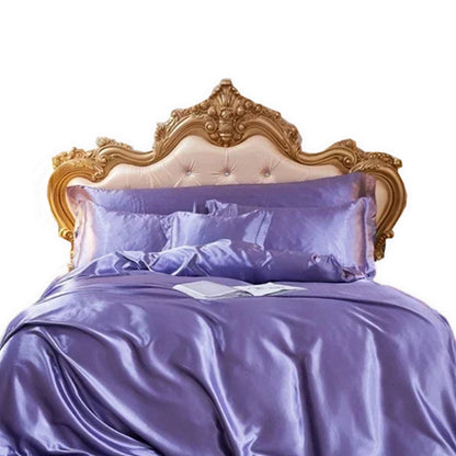 Anyhouz Beddings Light Purple AU Single Size 2 Pcs High End Satin Smooth Duvet Cover Set Luxury Polyester Silky Soft Cozy Bedding Set-Duvet Covers-PEROZ Accessories