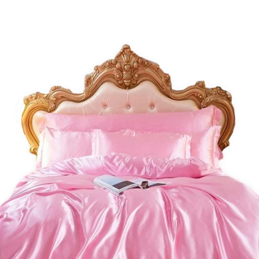 Anyhouz Beddings Blush Pink US Queen Size 3 Pcs High End Satin Smooth Duvet Cover Set Luxury Polyester Silky Soft Cozy Bedding Set-Duvet Covers-PEROZ Accessories