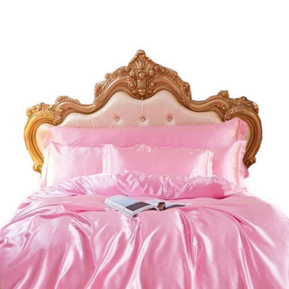 Anyhouz Beddings Blush Pink US Queen Size 3 Pcs High End Satin Smooth Duvet Cover Set Luxury Polyester Silky Soft Cozy Bedding Set-Duvet Covers-PEROZ Accessories