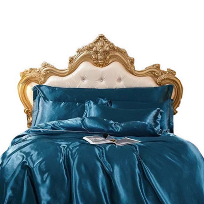 Anyhouz Beddings Blue US Twin Size 3 Pcs High End Satin Smooth Duvet Cover Set Luxury Polyester Silky Soft Cozy Bedding Set-Duvet Covers-PEROZ Accessories