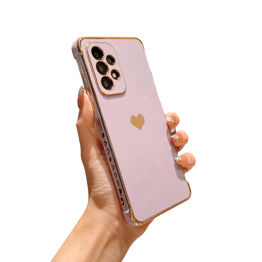 Anymob Samsung Violet With Bronze Plating Silicon Case Love Heart Side Pattern Phone Cover-Mobile Phone Cases-PEROZ Accessories