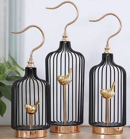 Anyhouz 52cm Golder Handle Birdcage Tabletop Home Decor Modern Art Living Room Display House Decorative Crafts Metal Ornaments-Tabletop Decor-PEROZ Accessories