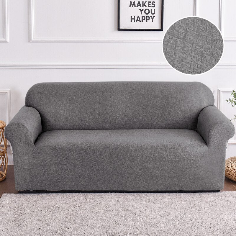 Anyhouz 2 Seater Sofa Cover Solid Gray Style and Protection For Living Room Sofa Chair Elastic Stretchable Slipcover-Slipcovers-PEROZ Accessories