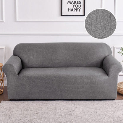 Anyhouz 2 Seater Sofa Cover Solid Gray Style and Protection For Living Room Sofa Chair Elastic Stretchable Slipcover-Slipcovers-PEROZ Accessories