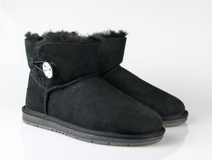 UGG Boots Australia Premium Double Face Sheepskin Mini Button with Crystal Water Resistant-Boots-PEROZ Accessories