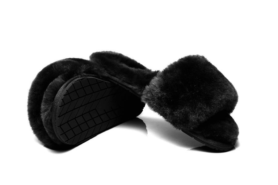 Australian Shepherd UGG Slipper Wool Fluffy Slides Nala-Slides-PEROZ Accessories