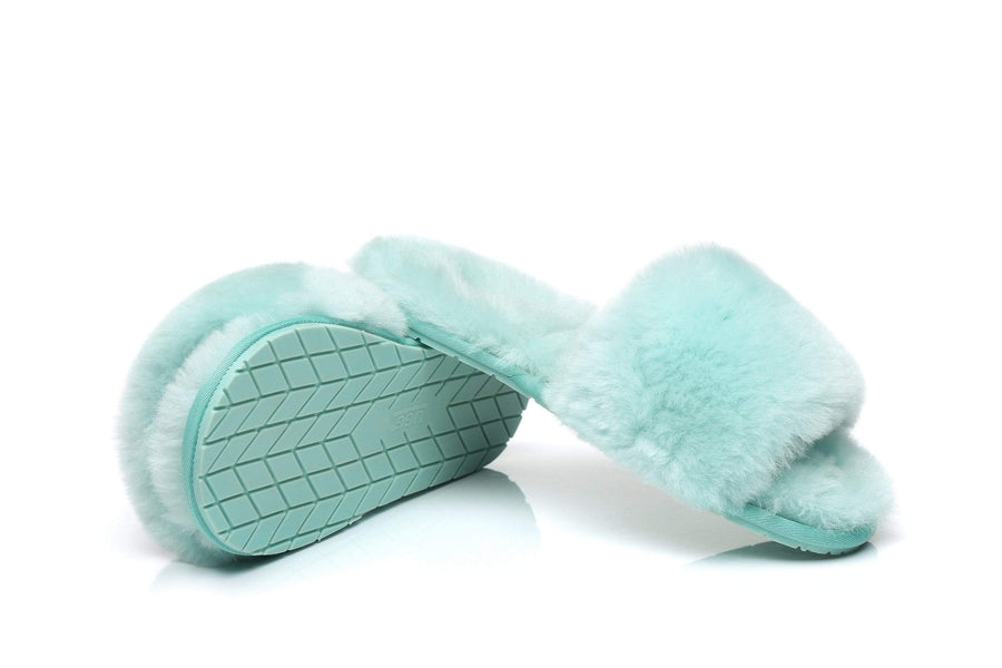 Australian Shepherd UGG Slipper Wool Fluffy Slides Nala-Slides-PEROZ Accessories