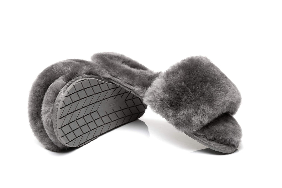 Australian Shepherd UGG Slipper Wool Fluffy Slides Nala-Slides-PEROZ Accessories