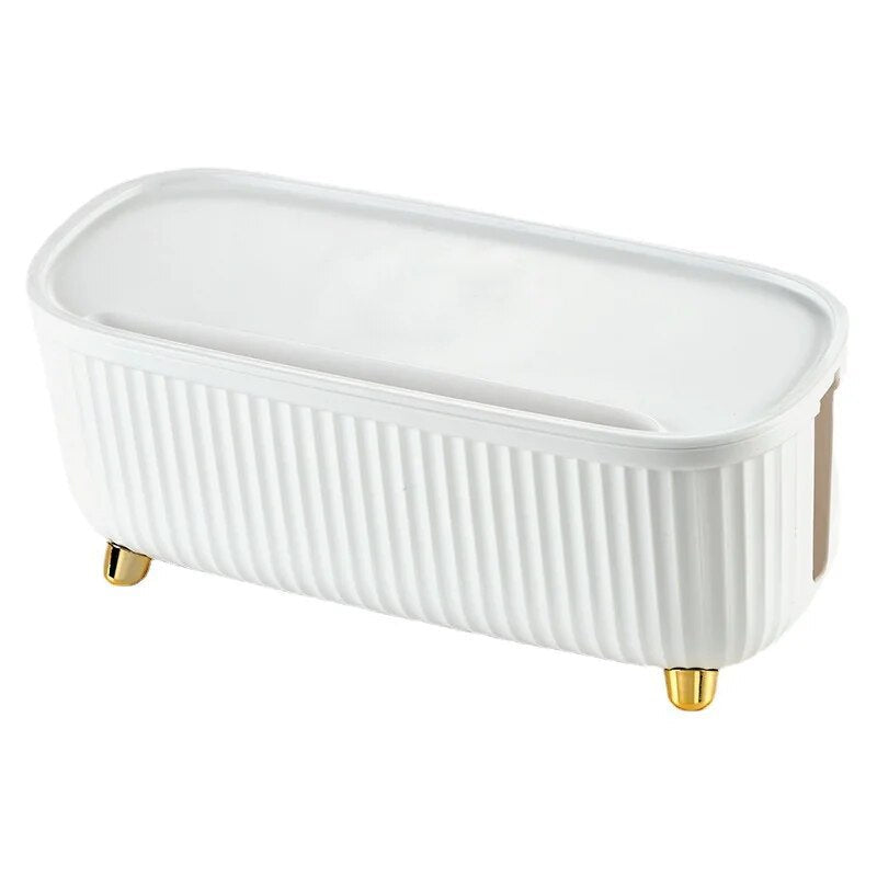 Anypack Cable Storage Box White Light Luxury Office Desktop Power Cord Strip Socket Cable Box New Data Cable Plastic Storage Containers-Organizers-PEROZ Accessories