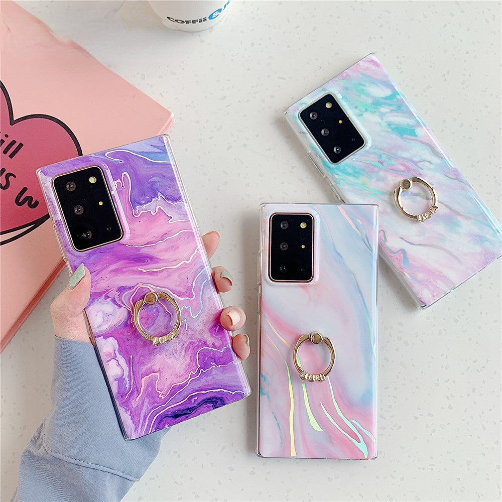 Anymob Samsung Case Peach and Blue Marble Protection Soft Cover With Ring Holder Stand-Mobile Phone Cases-PEROZ Accessories