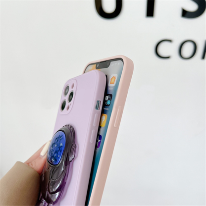 Anymob iPhone Case Pink Transparent Astronaut Kickstand Shockproof Silicone Cover-Mobile Phone Cases-PEROZ Accessories