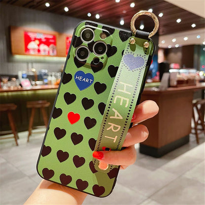Anymob iPhone Case Green Heart Holder Stand Cover Soft Silicone Phone Protection-Mobile Phone Cases-PEROZ Accessories