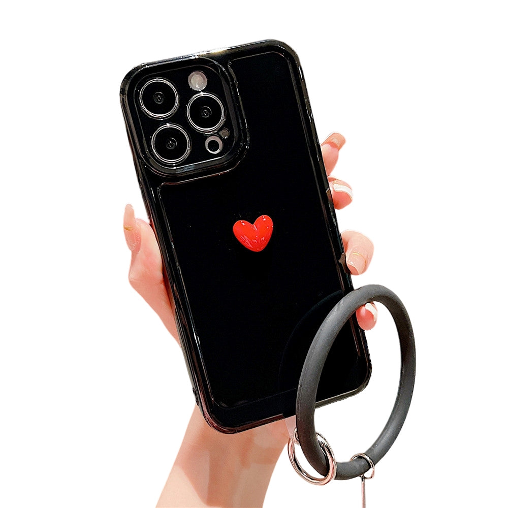 Anymob iPhone Black And Red 3D Love Heart Bracelet Phone Case Shockproof Soft Silicone Cover-Mobile Phone Cases-PEROZ Accessories