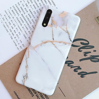 Anymob Samsung Dirty White Marble Flower Case Back Cover Art Leaf Silicone Phone Protection-Mobile Phone Cases-PEROZ Accessories