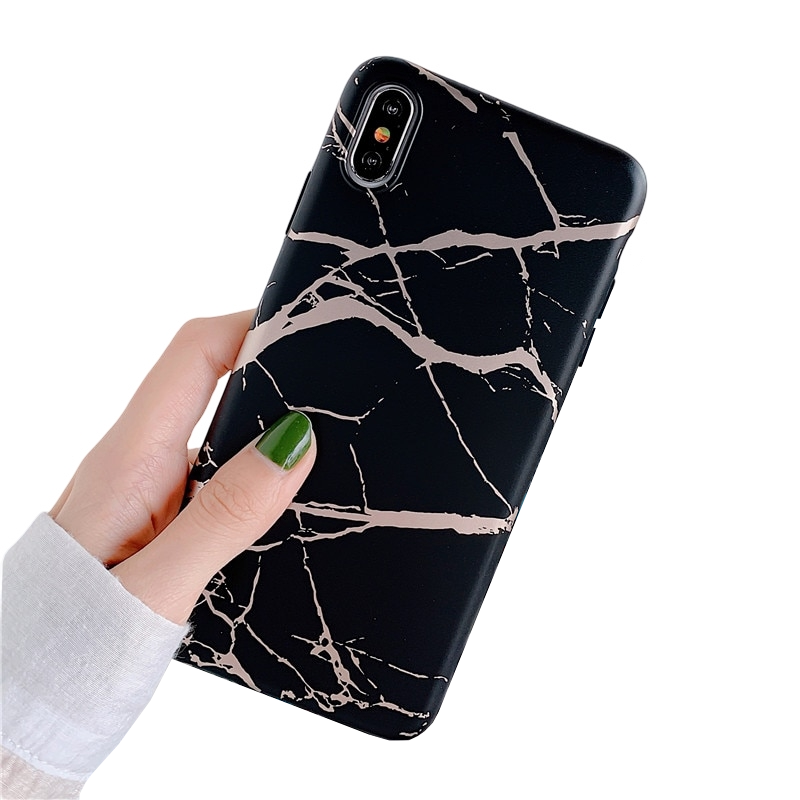 Anymob iPhone Black Case Cover Marble Silicon Phone Cover-Mobile Phone Cases-PEROZ Accessories