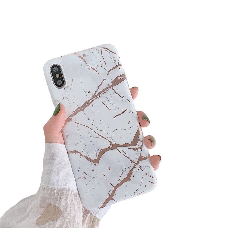 Anymob iPhone White Case Cover Marble Silicon Phone Cover-PEROZ Accessories