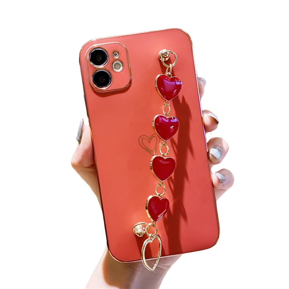Anymob iPhone Case Red Soft Electroplated Love Heart Bracelet Silicon Bumper Back Cover-Mobile Phone Cases-PEROZ Accessories