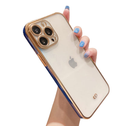 Anymob iPhone Case Blue Luxury Plating Square Frame Silicon Transparent Cover-Mobile Phone Cases-PEROZ Accessories