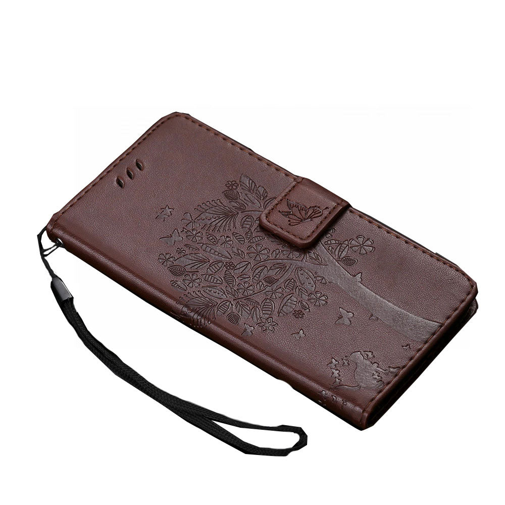 Anymob Huawei Phone Case Brown Flip Leather 3D Tree Shell Wallet Cover-PEROZ Accessories