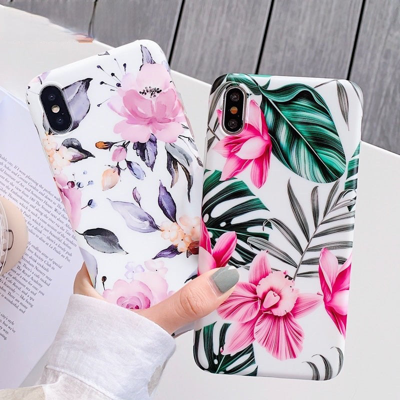 Anymob Samsung Multicolor Marble Flower Case Back Cover Art Leaf Silicone Phone Protection-Mobile Phone Cases-PEROZ Accessories