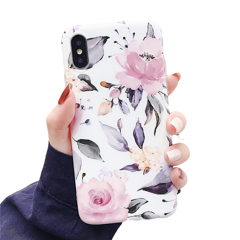 Anymob Samsung Floral White Marble Flower Case Back Cover Art Leaf Silicone Phone Protection-Mobile Phone Cases-PEROZ Accessories