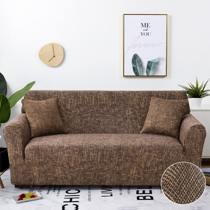 Anyhouz 4 Seater Sofa Cover Plain Brown Style and Protection For Living Room Sofa Chair Elastic Stretchable Slipcover-Slipcovers-PEROZ Accessories