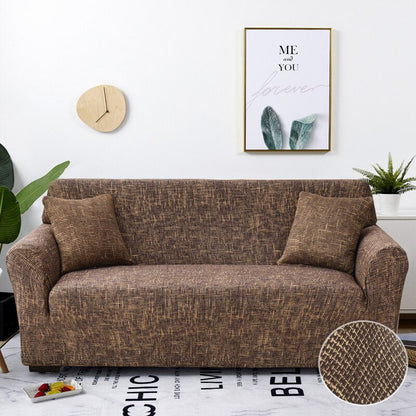Anyhouz 4 Seater Sofa Cover Plain Brown Style and Protection For Living Room Sofa Chair Elastic Stretchable Slipcover-Slipcovers-PEROZ Accessories