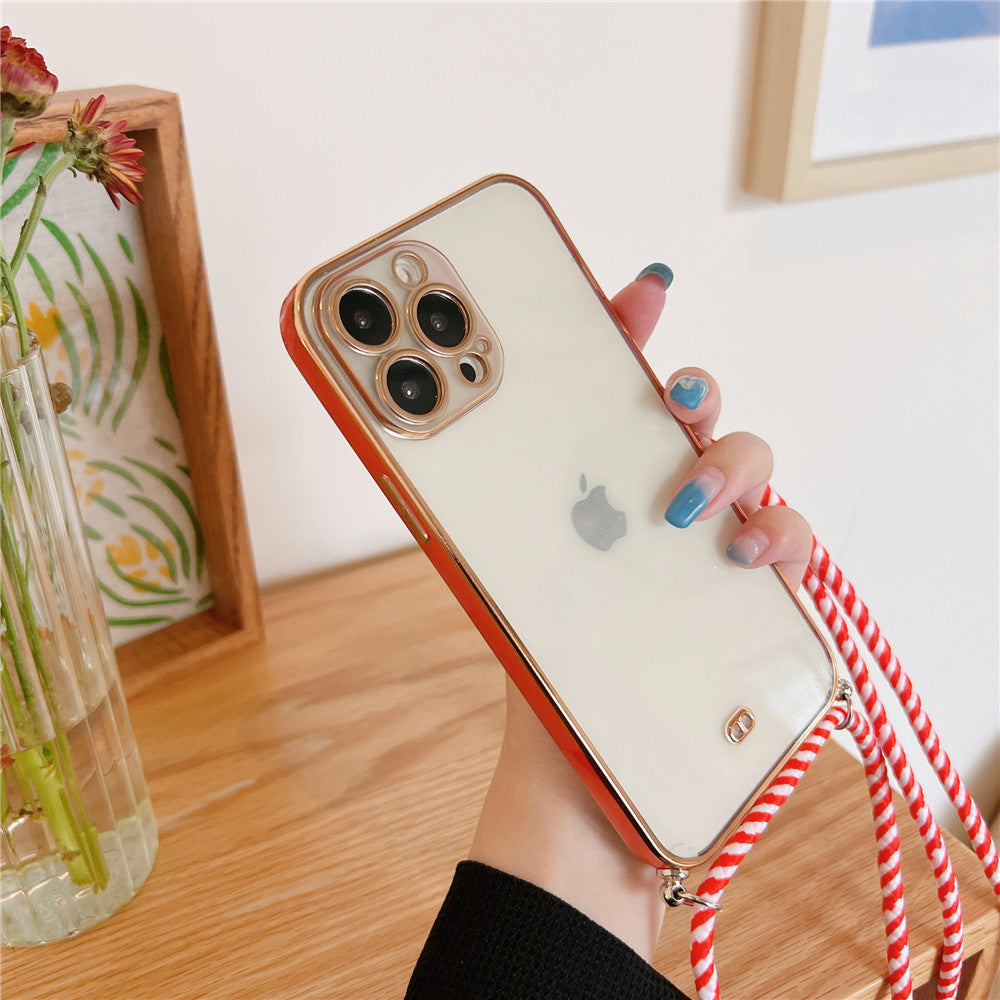 Anymob iPhone Case Red Necklace Strap Lanyard Cord Transparent Soft Cover-Mobile Phone Cases-PEROZ Accessories