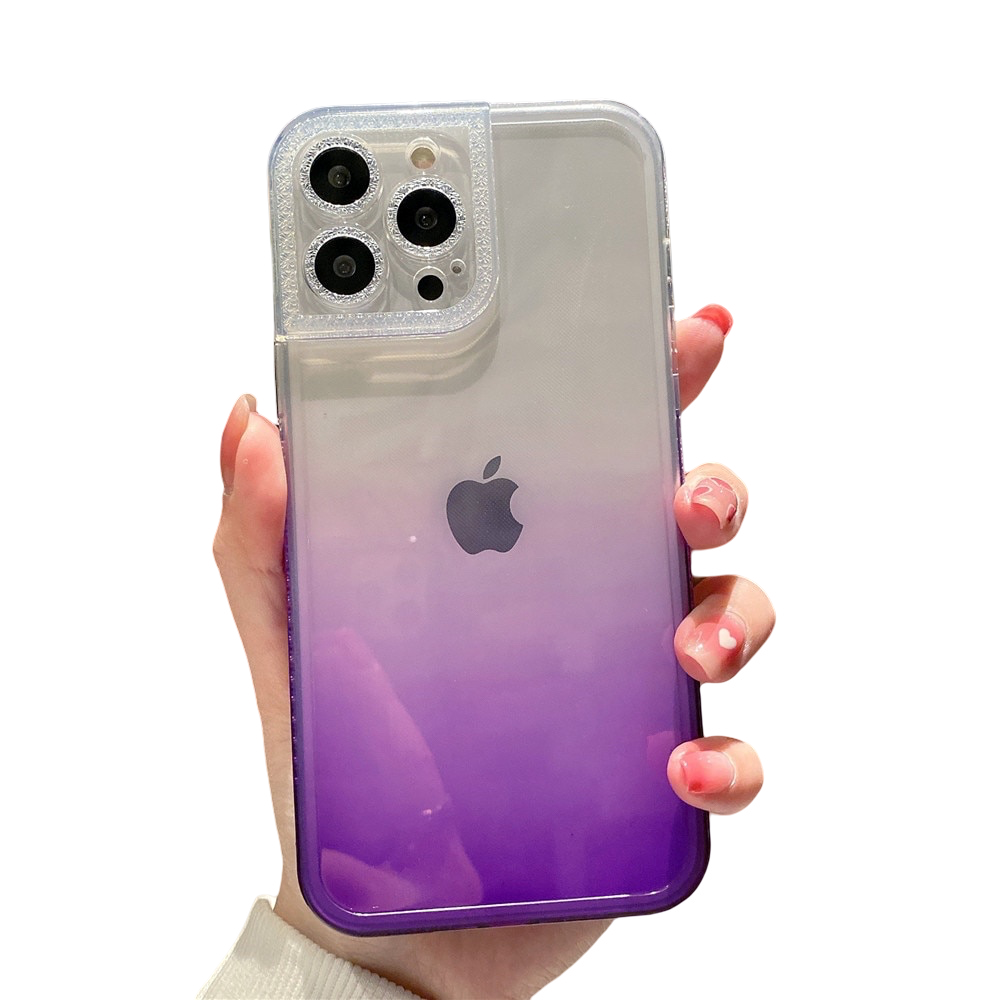 Anymob iPhone Case Purple Gradient Soft Clear Diamond Camera Protection Cover-Mobile Phone Cases-PEROZ Accessories