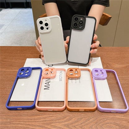 Anymob iPhone Case Transparent Blue Frame Camera Protection Shockproof Soft Bumper Cover iPhone 12 11 13 Pro Max XR XS Max X 7 8 Plus 12 13Pro-Mobile Phone Cases-PEROZ Accessories