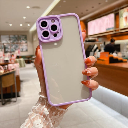 Anymob iPhone Case Transparent Violet Frame Camera Protection Shockproof Soft Bumper Cover iPhone 12 11 13 Pro Max XR XS Max X 7 8 Plus 12 13Pro-Mobile Phone Cases-PEROZ Accessories