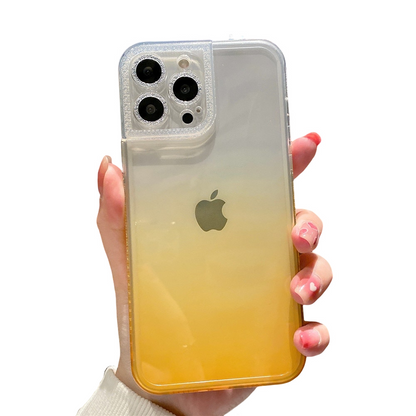 Anymob iPhone Case Yellow Gradient Soft Clear Diamond Camera Protection Cover-Mobile Phone Cases-PEROZ Accessories