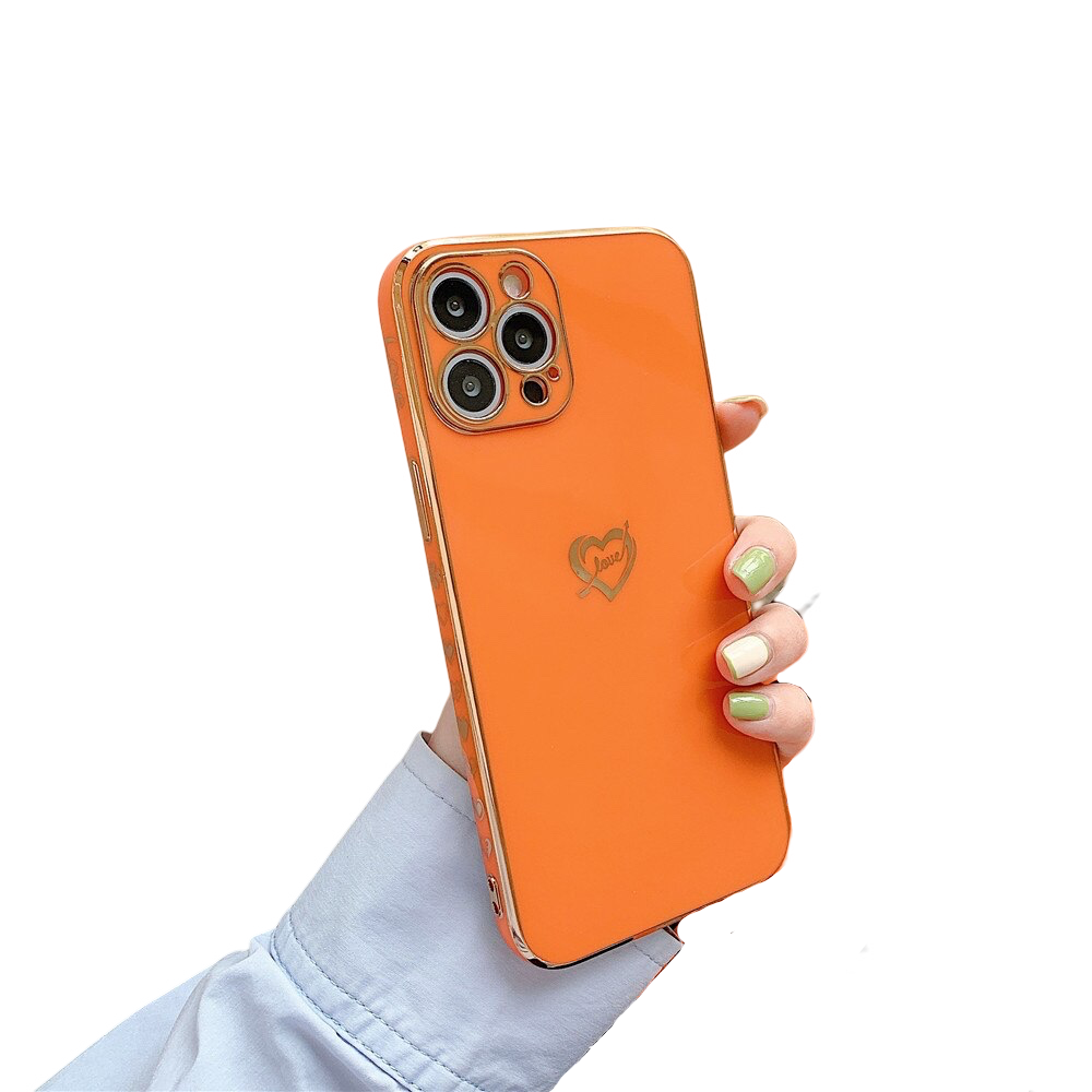Anymob iPhone Case Orange Camera Protection Love Heart Side Hearts Shockproof Soft Silicone Cover-Mobile Phone Cases-PEROZ Accessories