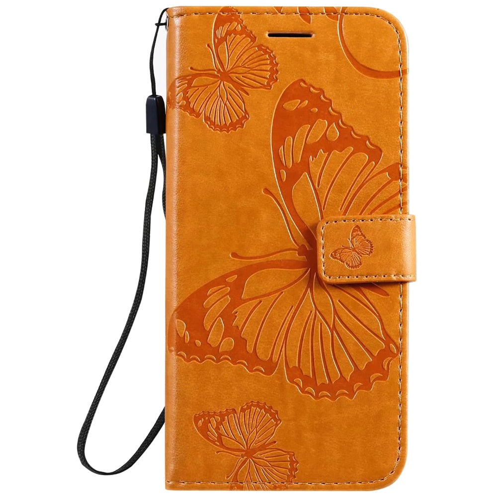 Anymob Huawei Brown Leather Phone Case Butterfly Flip Wallet Cover Protection-Mobile Phone Cases-PEROZ Accessories