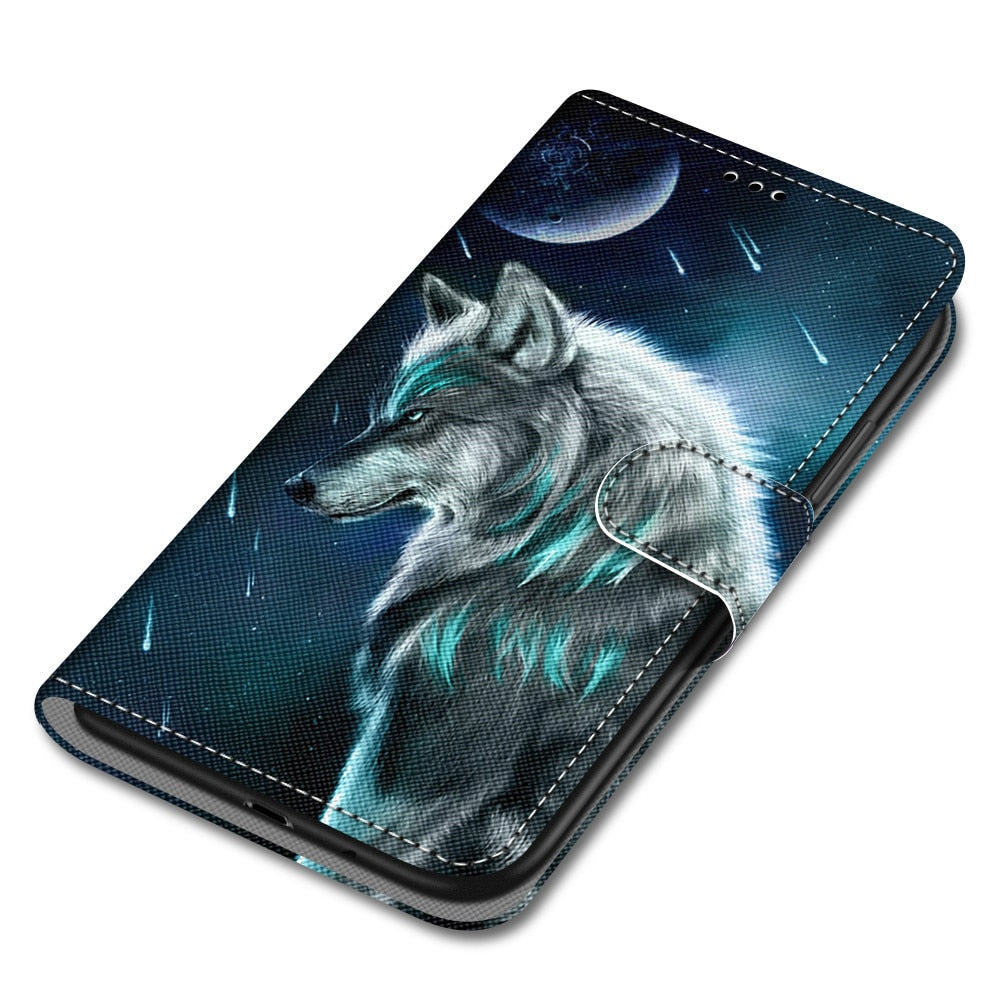 Anymob Samsung Werewolf Cute Animal Painted Leather Phone Case Flip Wallet Phone Bag Cover-Mobile Phone Cases-PEROZ Accessories