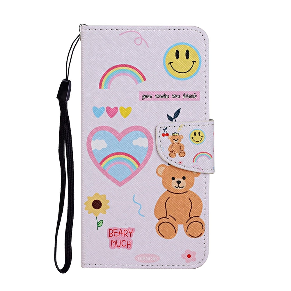Anymob Samsung Pink Smiley Phone Cases Leather Flip Stand Cover-Mobile Phone Cases-PEROZ Accessories