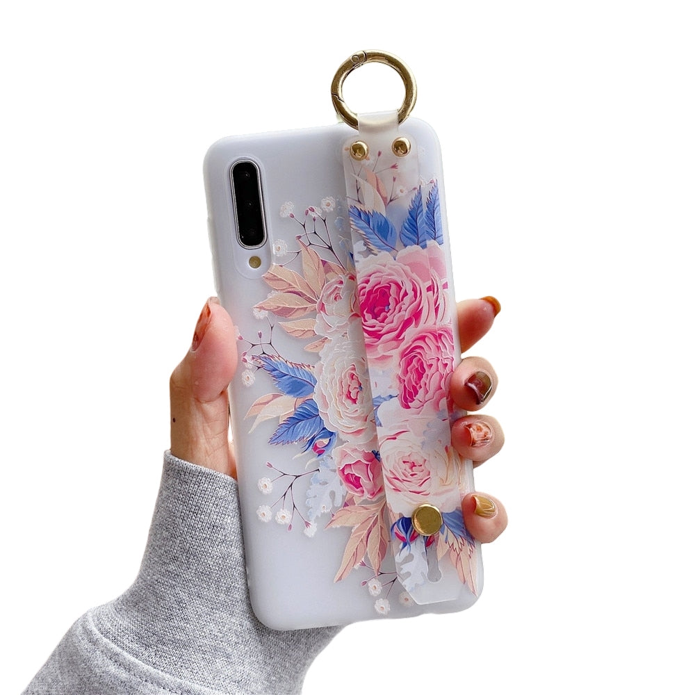 Anymob Samsung Rose Boquet Soft Flowers Case Wrist Strap Cover-Mobile Phone Cases-PEROZ Accessories