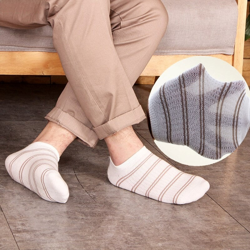 Anysox 5 Pairs One Size 5-11 Multicolor Lines Spring Summer Unisex Navy Solid Striped Cotton Ankle Casual Socks-Socks-PEROZ Accessories