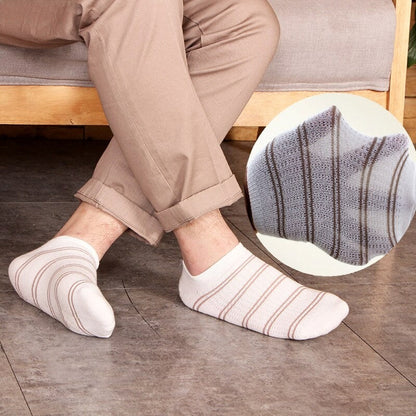 Anysox 5 Pairs One Size 5-11 Multicolor Lines Spring Summer Unisex Navy Solid Striped Cotton Ankle Casual Socks-Socks-PEROZ Accessories