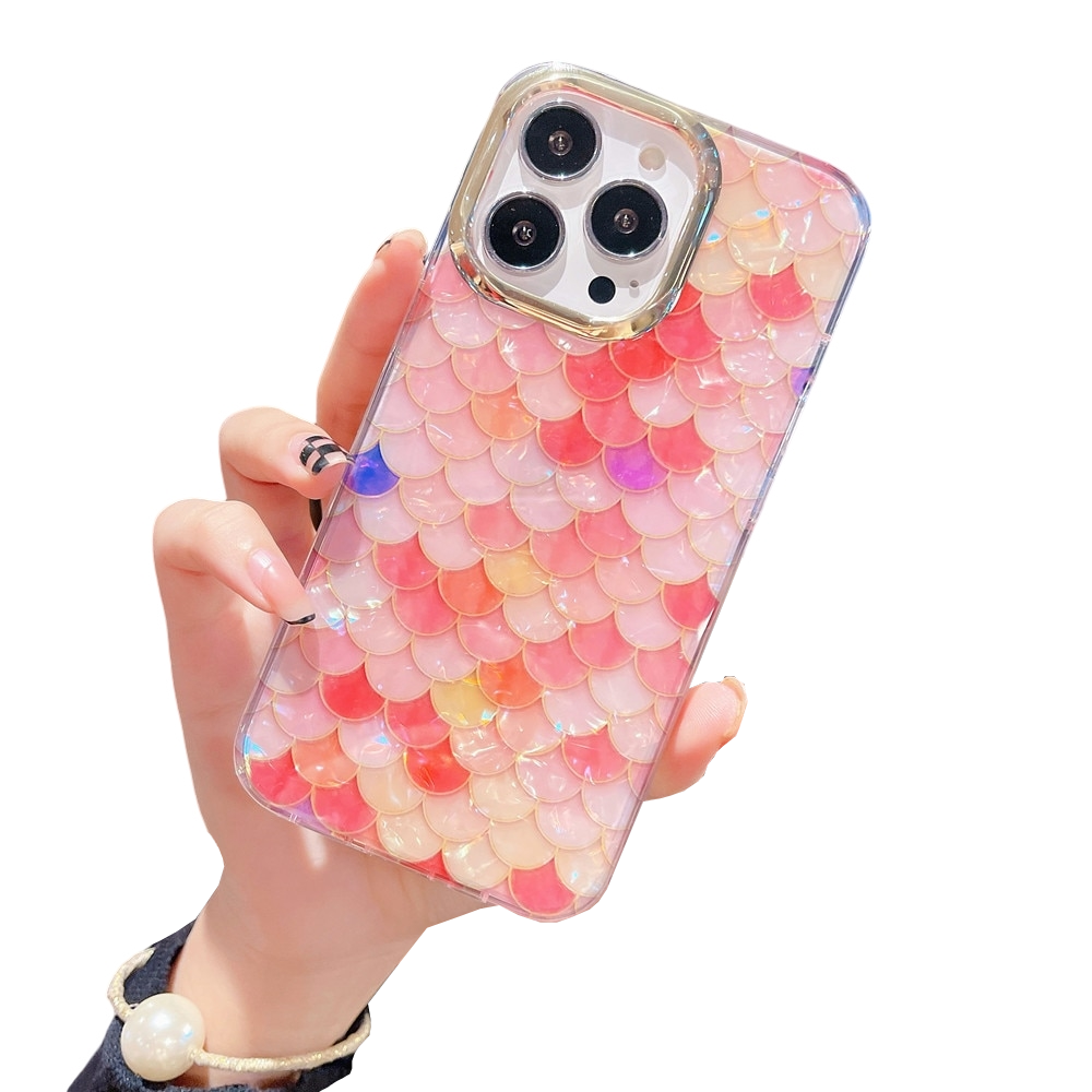 Anymob iPhone Pink Scale Glitter Dream Shell Pattern Case Soft IMD Silicon Shockproof Cover Bumper-Mobile Phone Cases-PEROZ Accessories
