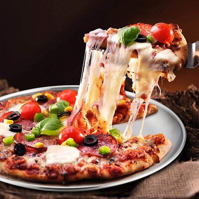 Anygleam 11 Inches Pizza Tray Aluminum Round Rimmed Non stick Metallic Dish Cake Baking Pan for Kitchen-Utensil &amp; Flatware Trays-PEROZ Accessories