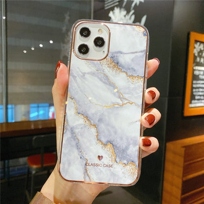 Anymob iPhone Case White Electroplated Marble Pattern Silicone Protection Cover-Mobile Phone Cases-PEROZ Accessories