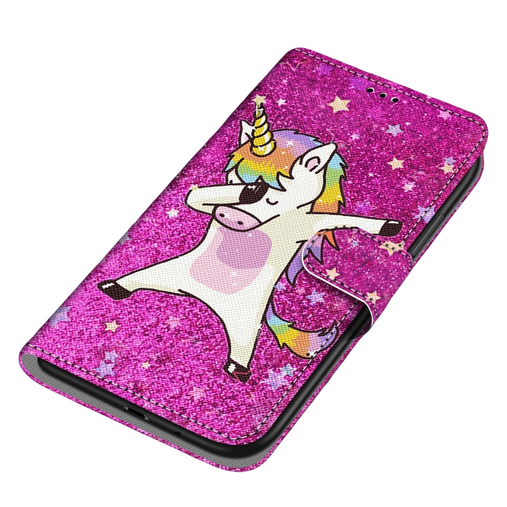 Anymob Samsung Case Purple With Unicorn Painted Magnetic Flip Leather Card slot Wallet Book Style Cover-Mobile Phone Cases-PEROZ Accessories