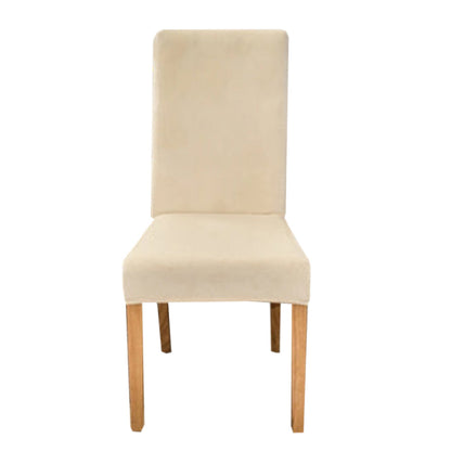 Anyhouz Chair Cover Light Beige Velvet Plush Stretch Chair Slipcover Elastic Spandex Chair Cover for Dining Room Kitchen Wedding Banquet Hotel-Chair Cover-PEROZ Accessories