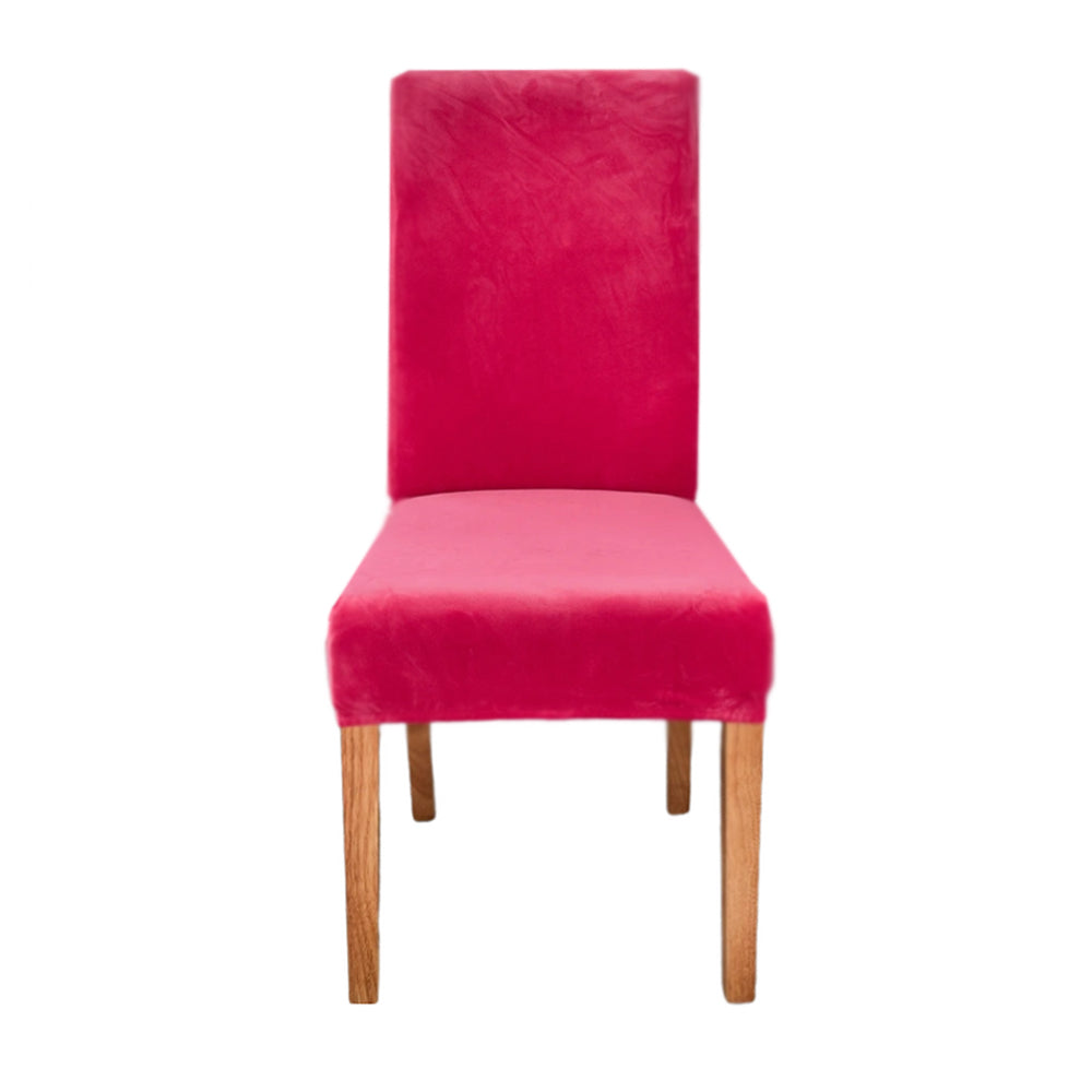 Anyhouz Chair Cover Rose Red Velvet Plush Stretch Chair Slipcover Elastic Spandex Chair Cover for Dining Room Kitchen Wedding Banquet Hotel-Chair Cover-PEROZ Accessories