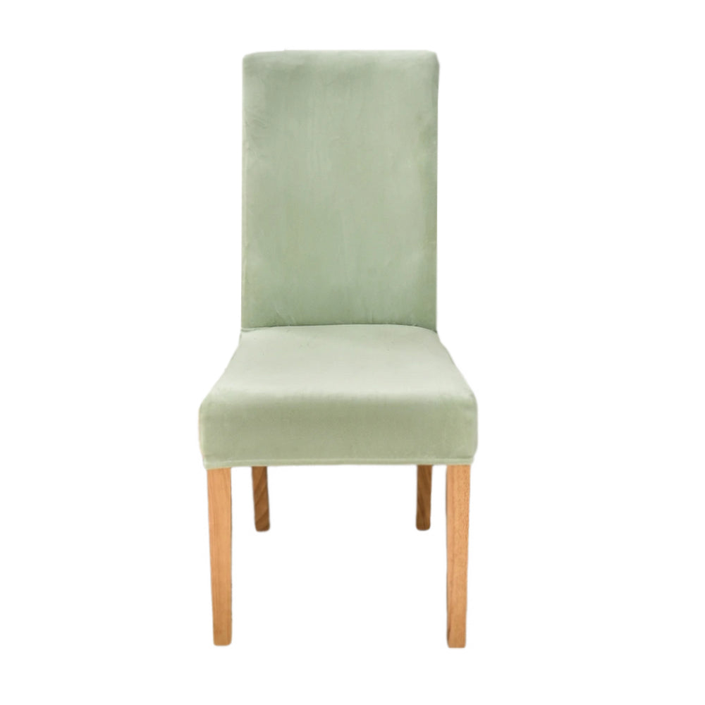 Anyhouz Chair Cover Light Green Velvet Plush Stretch Chair Slipcover Elastic Spandex Chair Cover for Dining Room Kitchen Wedding Banquet Hotel-Chair Cover-PEROZ Accessories