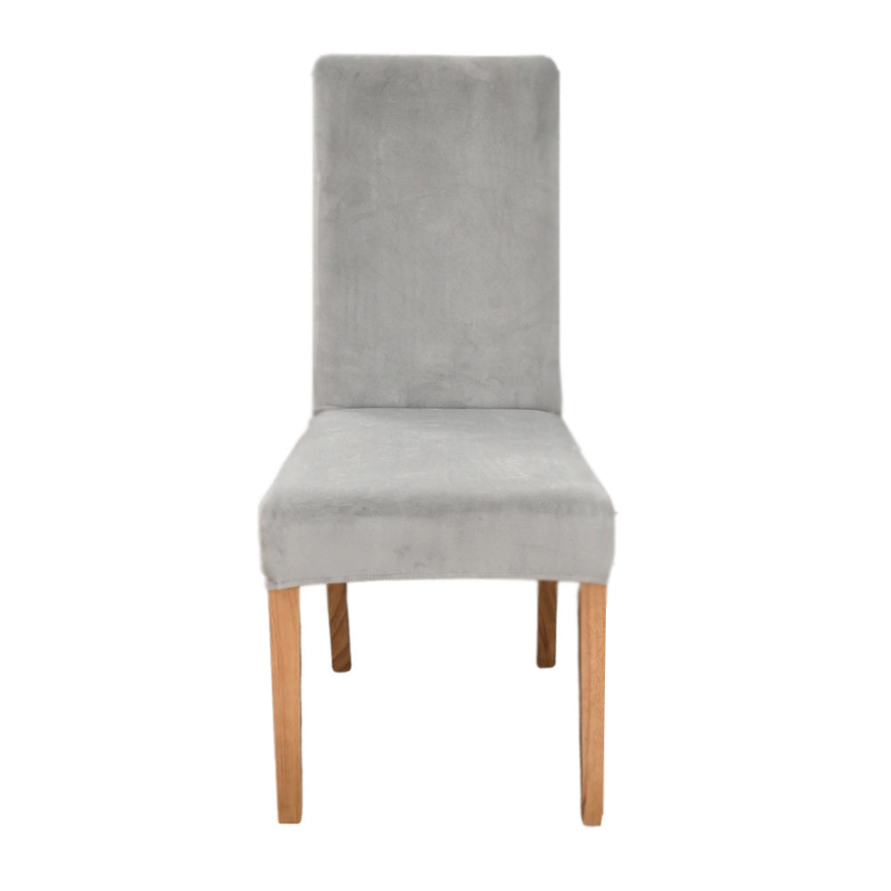 Anyhouz Chair Cover Light Grey Velvet Plush Stretch Chair Slipcover Elastic Spandex Chair Cover for Dining Room Kitchen Wedding Banquet Hotel-Chair Cover-PEROZ Accessories